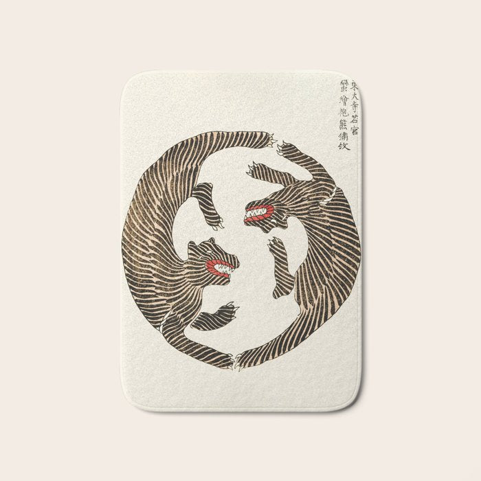 Japanese Tigers by Taguchi Tomoki 1860-1869 - Tiger Bath Mat Gallery Image 1