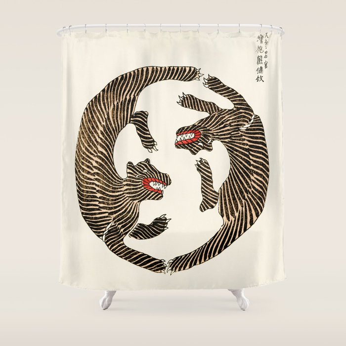 Japanese Tigers by Taguchi Tomoki 1860-1869 - Tiger Shower Curtain Gallery Image 1