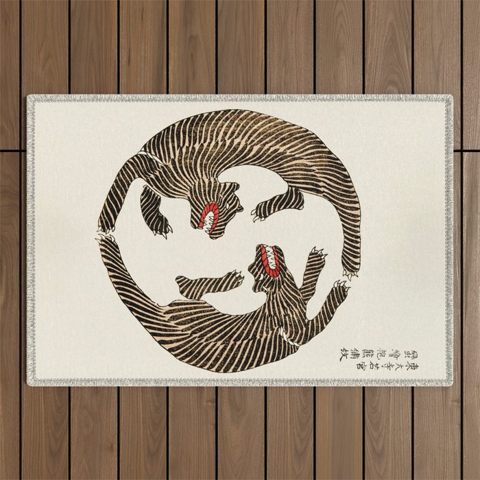 Japanese Tigers by Taguchi Tomoki 1860-1869 - Tiger Outdoor Rug Gallery Image 1