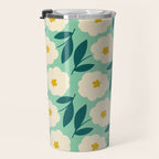Bold Flower - Green, yellow and white Travel Mug Gallery Image 3
