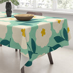 Bold Flower - Green, yellow and white Tablecloth Gallery Image 3
