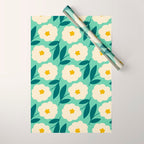 Bold Flower - Green, yellow and white Wrapping Paper Gallery Image 1