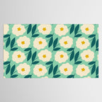 Bold Flower - Green, yellow and white Tablecloth Gallery Image 2