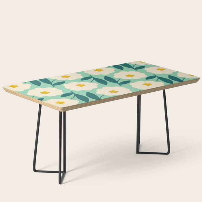 Bold Flower - Green, yellow and white Coffee Table Gallery Image 1