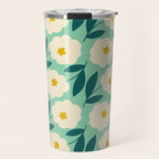 Bold Flower - Green, yellow and white Travel Mug Gallery Image 1