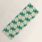 Bold Flower - Green, yellow and white Yoga Mat Gallery Image 1