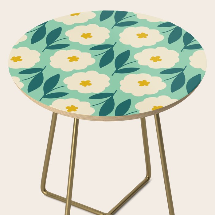 Bold Flower - Green, yellow and white Side Table Gallery Image 2
