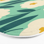 Bold Flower - Green, yellow and white Bath Mat Gallery Image 3