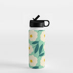 Bold Flower - Green, yellow and white Water Bottle Gallery Image 1