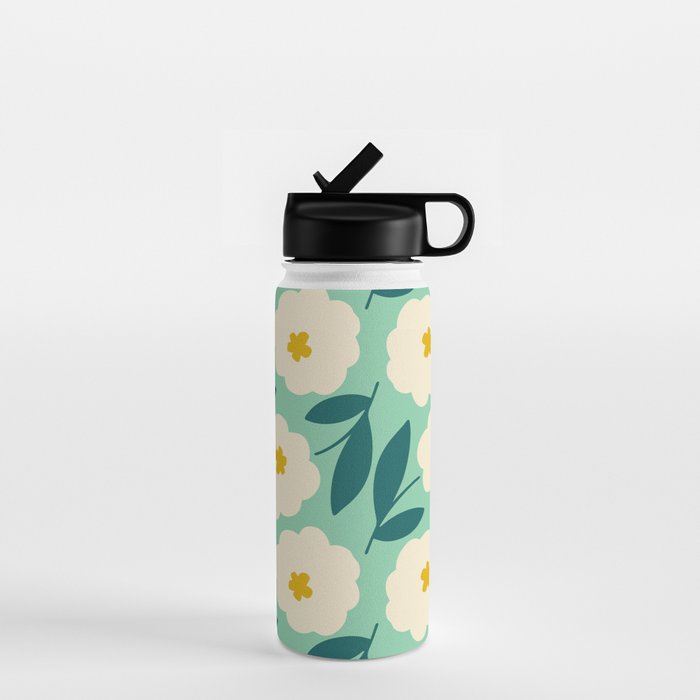 Bold Flower - Green, yellow and white Water Bottle Gallery Image 1