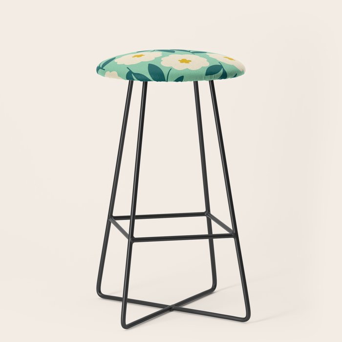 Bold Flower - Green, yellow and white Stool Gallery Image 1