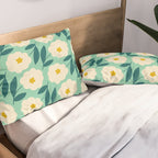 Bold Flower - Green, yellow and white Pillow Sham Gallery Image 2