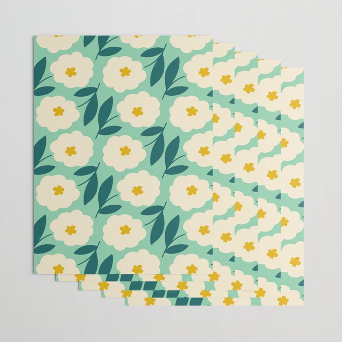 Bold Flower - Green, yellow and white Wrapping Paper Gallery Image 3