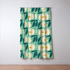Bold Flower - Green, yellow and white Window Curtain Gallery Image 3