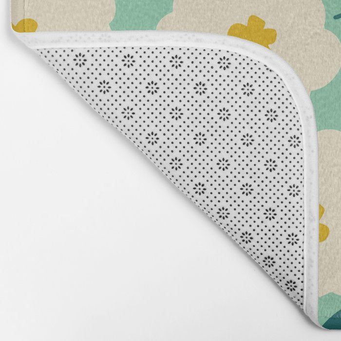 Bold Flower - Green, yellow and white Bath Mat Gallery Image 2