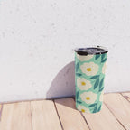 Bold Flower - Green, yellow and white Travel Mug Gallery Image 4