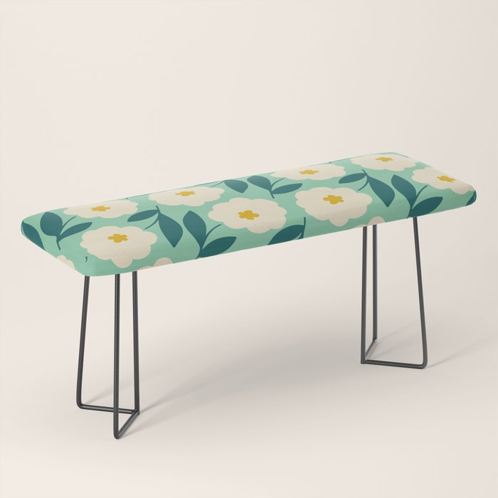 Bold Flower - Green, yellow and white Bench Gallery Image 1