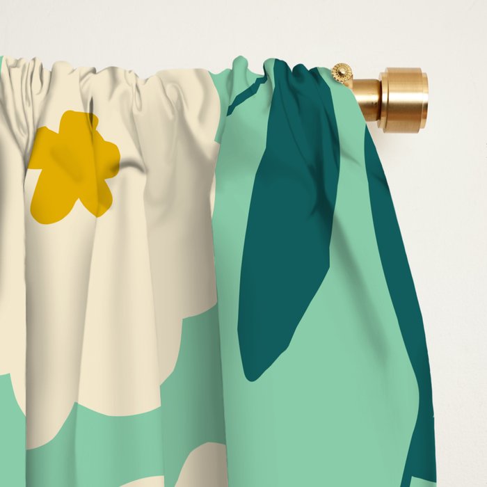Bold Flower - Green, yellow and white Window Curtain Gallery Image 2