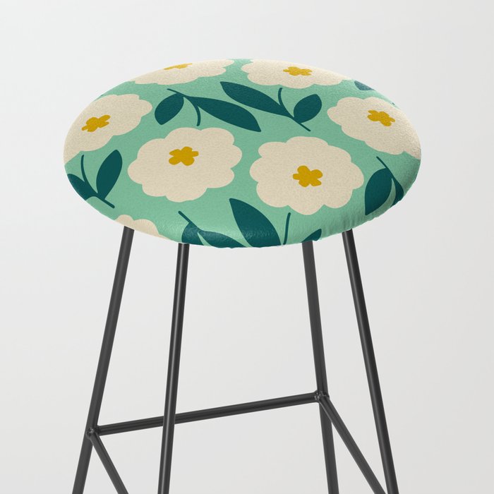 Bold Flower - Green, yellow and white Stool Gallery Image 2