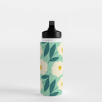 Bold Flower - Green, yellow and white Water Bottle Gallery Image 3