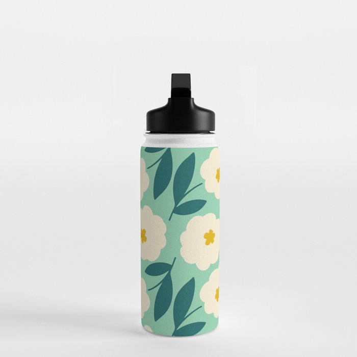 Bold Flower - Green, yellow and white Water Bottle Gallery Image 3