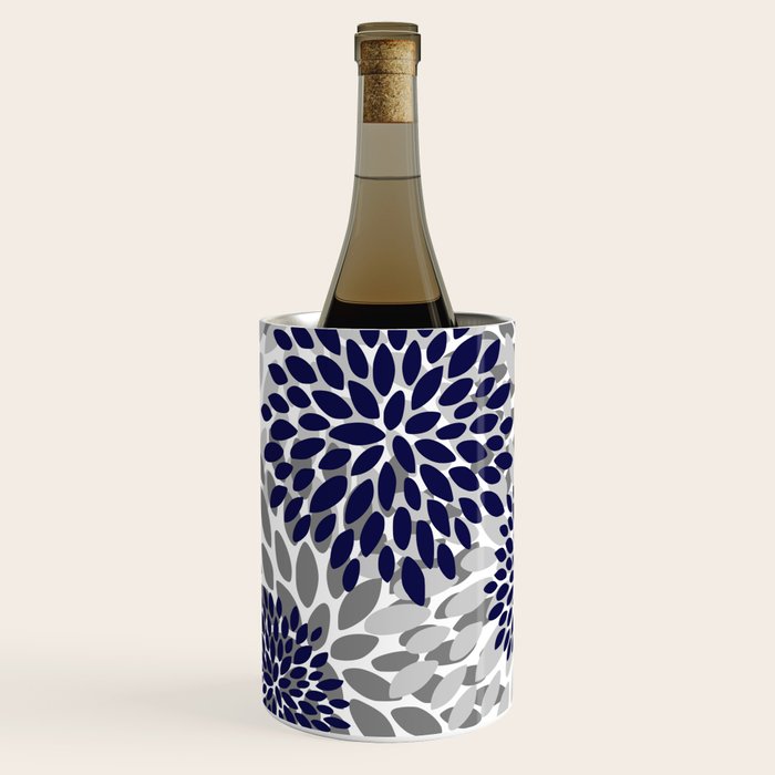 Abstract, Floral Prints, Navy Blue and Grey Wine Chiller Gallery Image 1