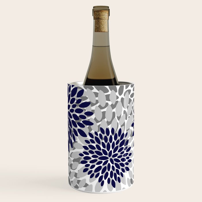 Abstract, Floral Prints, Navy Blue and Grey Wine Chiller Gallery Image 3