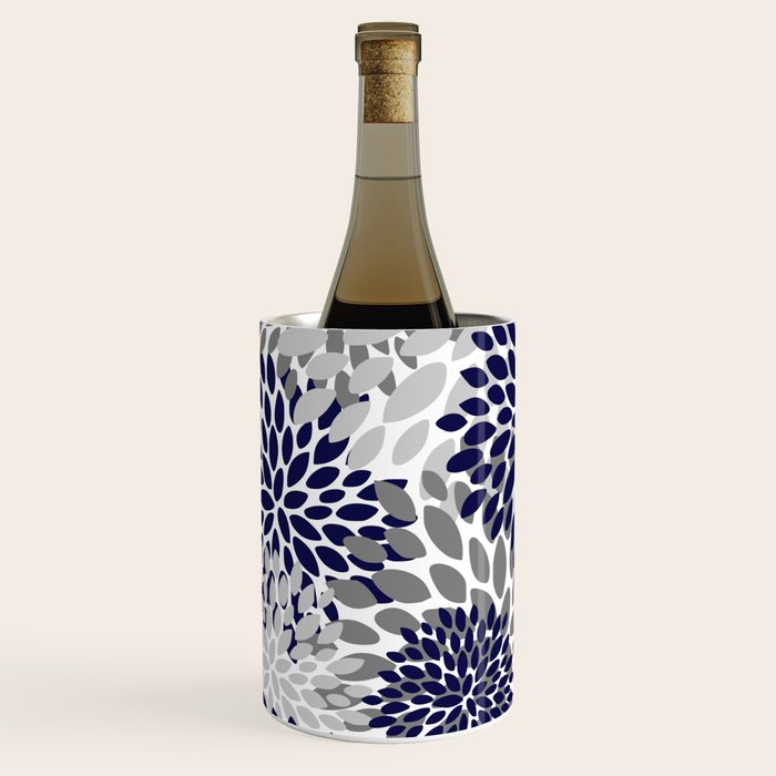 Abstract, Floral Prints, Navy Blue and Grey Wine Chiller Gallery Image 2