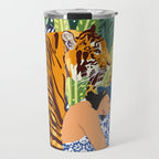 Awaken The Tiger Within Illustration, Wildlife Nature Wall Decor, Jungle Human Nature Connection Travel Mug Gallery Image 1