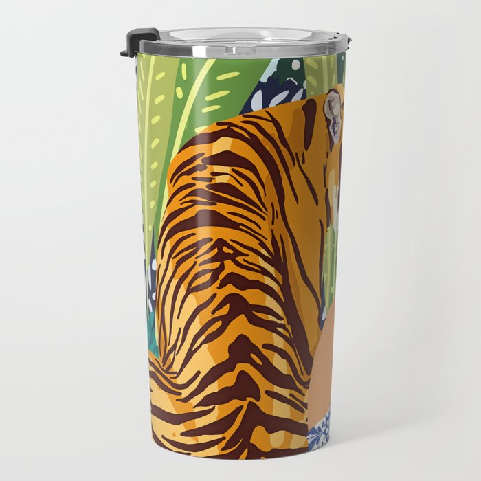 Awaken The Tiger Within Illustration, Wildlife Nature Wall Decor, Jungle Human Nature Connection Travel Mug Gallery Image 3