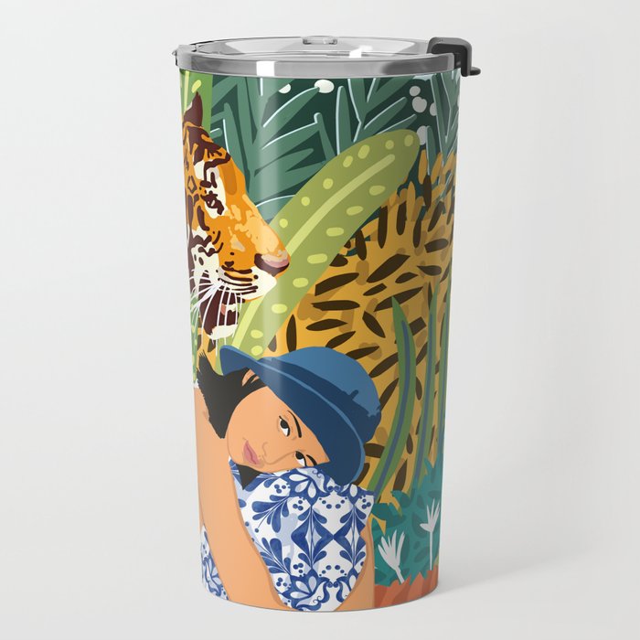 Awaken The Tiger Within Illustration, Wildlife Nature Wall Decor, Jungle Human Nature Connection Travel Mug Gallery Image 2