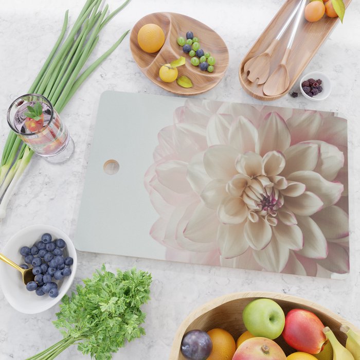 Intrepid x white dahlia flower photograph Cutting Board Gallery Image 2