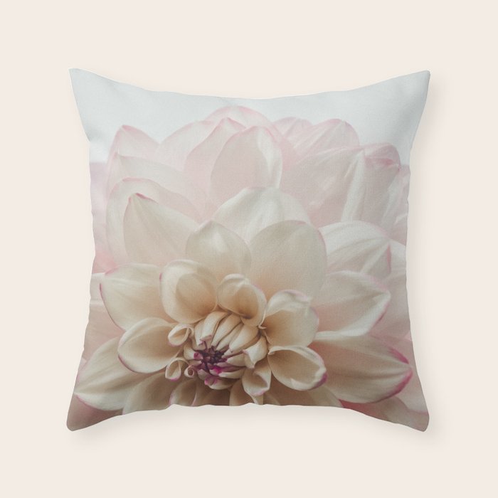 Intrepid x white dahlia flower photograph Throw Pillow Gallery Image 6