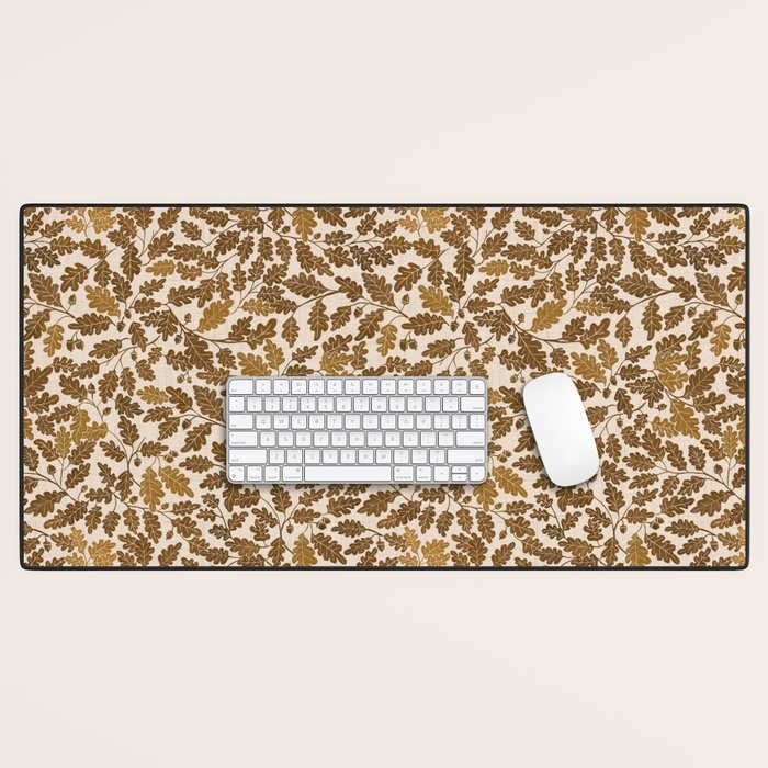 Golden Autumn Oak Pattern Desk Mat Gallery Image 1