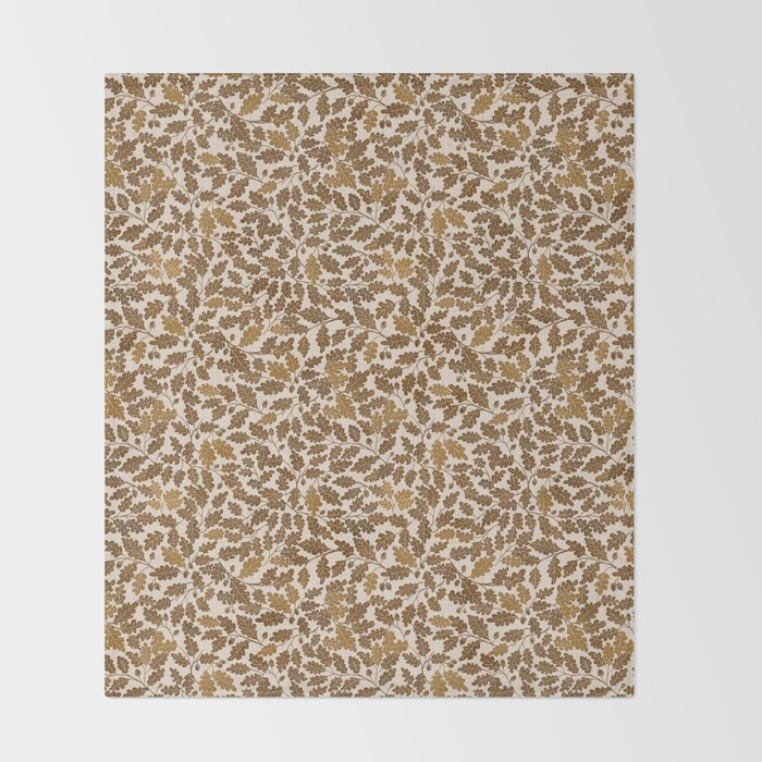 Golden Autumn Oak Pattern Throw Blanket Gallery Image 2