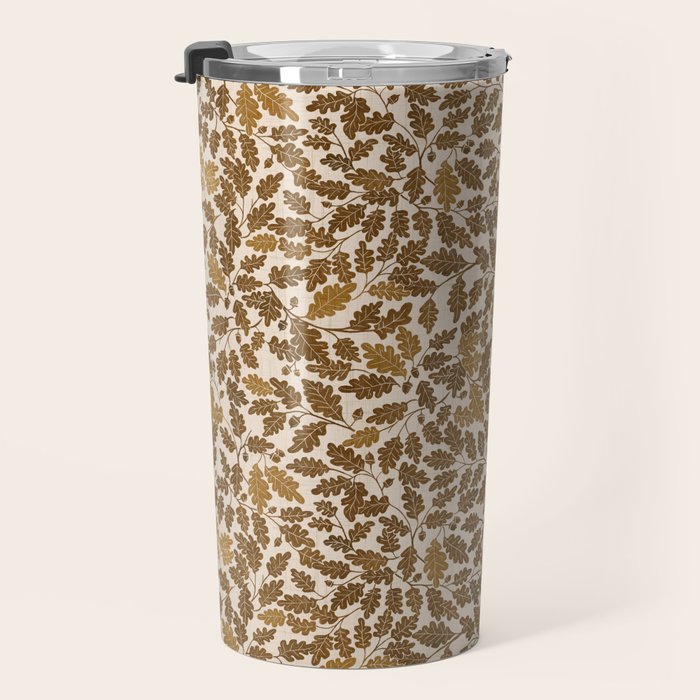 Golden Autumn Oak Pattern Travel Mug Gallery Image 3