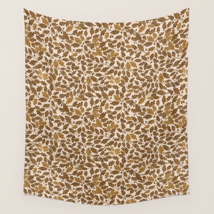Golden Autumn Oak Pattern Wall Tapestry Gallery Image 4