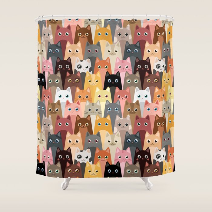 Cats Pattern Shower Curtain Gallery Image 1
