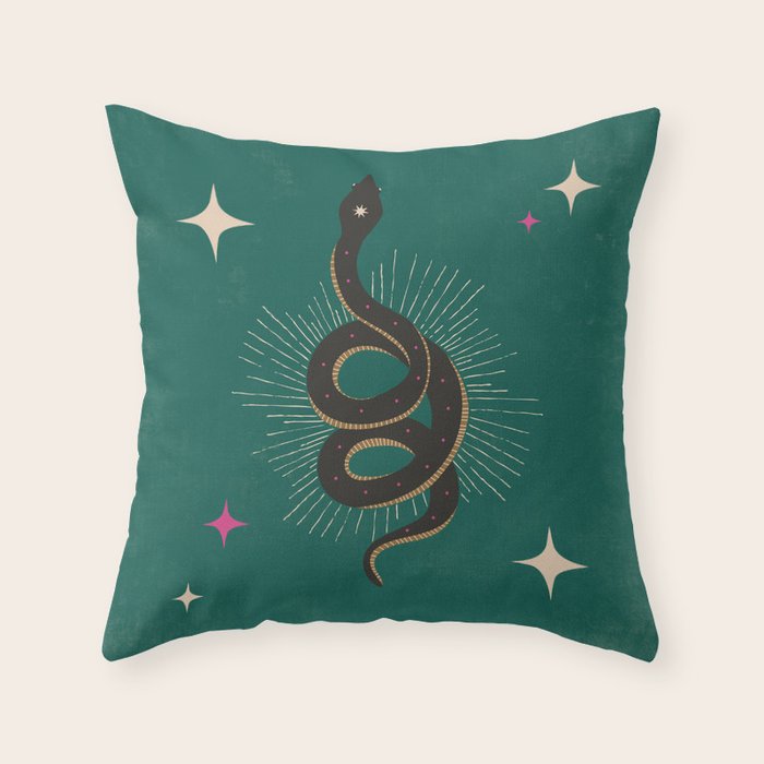 Slither - Green Throw Pillow Gallery Image 6