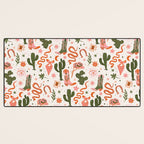 Retro Western-Inspired Pattern with Cacti, Snakes, and Cowboy Boots Desk Mat Gallery Image 3