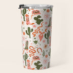 Retro Western-Inspired Pattern with Cacti, Snakes, and Cowboy Boots Travel Mug Gallery Image 3