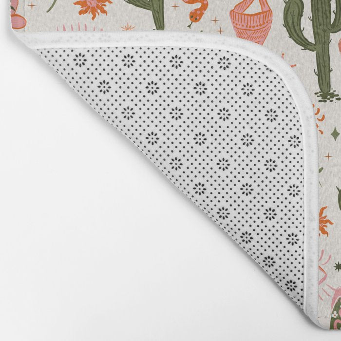 Retro Western-Inspired Pattern with Cacti, Snakes, and Cowboy Boots Bath Mat Gallery Image 2