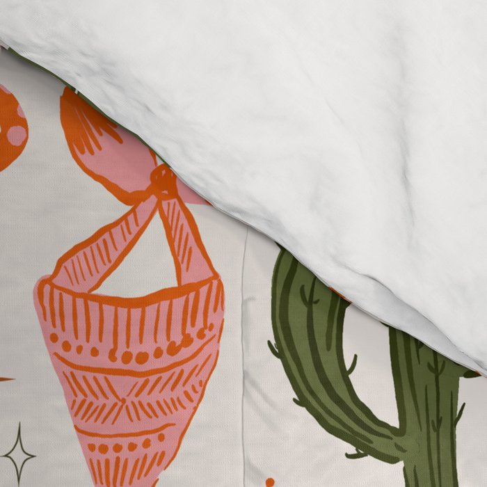 Retro Western-Inspired Pattern with Cacti, Snakes, and Cowboy Boots Comforter Gallery Image 4