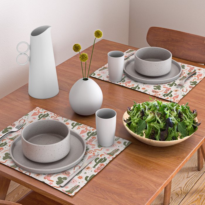 Retro Western-Inspired Pattern with Cacti, Snakes, and Cowboy Boots Placemat Gallery Image 2