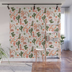Retro Western-Inspired Pattern with Cacti, Snakes, and Cowboy Boots Wall Mural Gallery Image 1