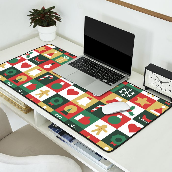 Christmas mosaic geometric pattern Desk Mat Gallery Image 2