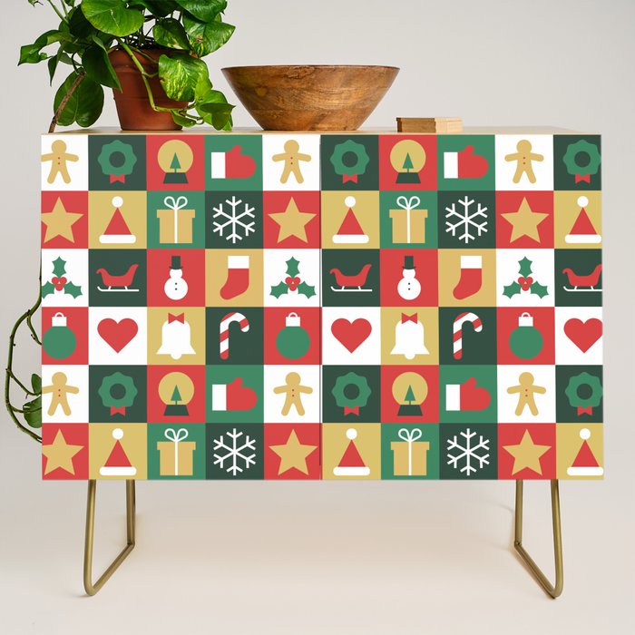 Christmas mosaic geometric pattern Credenza Gallery Image 1