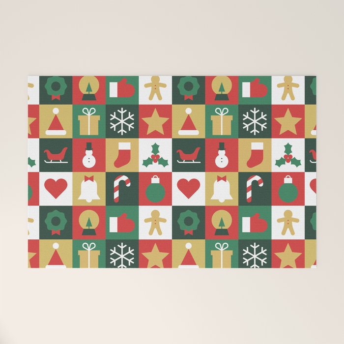 Christmas mosaic geometric pattern Welcome Mat Gallery Image 1