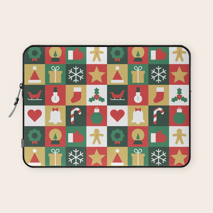 Christmas mosaic geometric pattern Laptop Sleeve Gallery Image 1