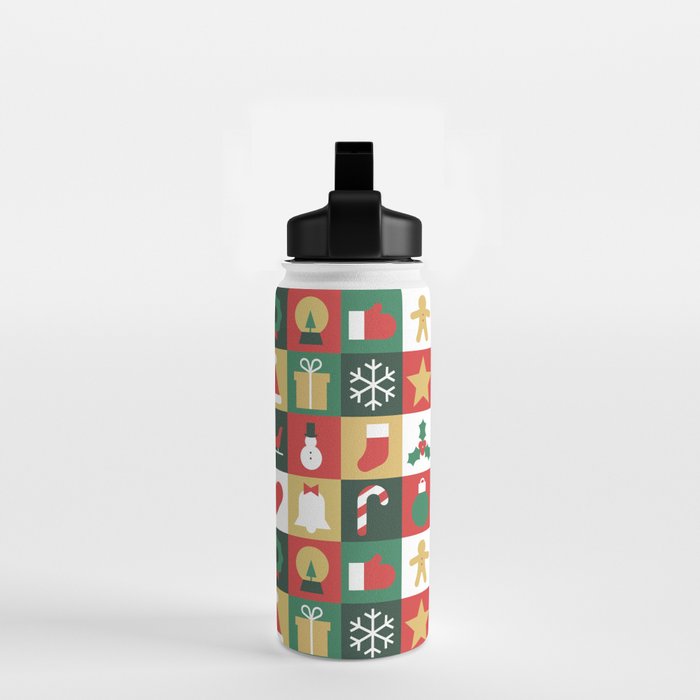 Christmas mosaic geometric pattern Water Bottle Gallery Image 2